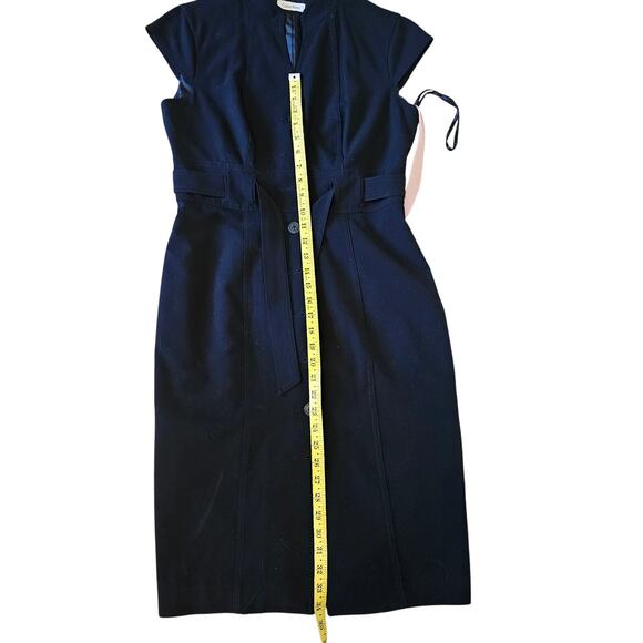 Calvin Klein Black Belted Button Front Fitted Shirt Dress Size 8 - Picture 9 of 9